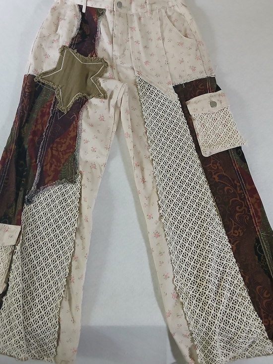 POL Pants - POL Floral-Trim Cream Lightweight Pants